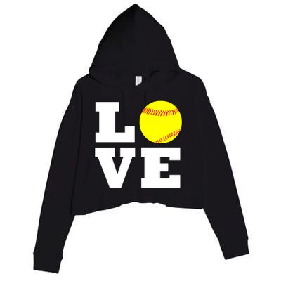 Softball Love Fastpitch Softball Player Gift Crop Fleece Hoodie