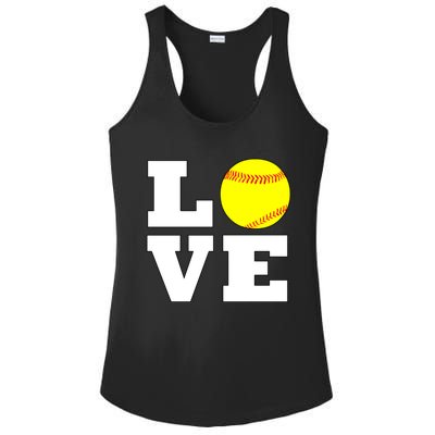 Softball Love Fastpitch Softball Player Gift Ladies PosiCharge Competitor Racerback Tank