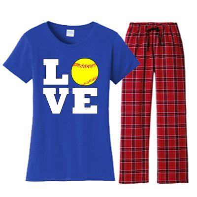 Softball Love Fastpitch Softball Player Gift Women's Flannel Pajama Set