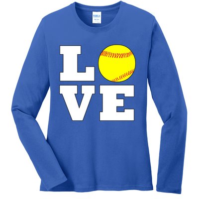 Softball Love Fastpitch Softball Player Gift Ladies Long Sleeve Shirt