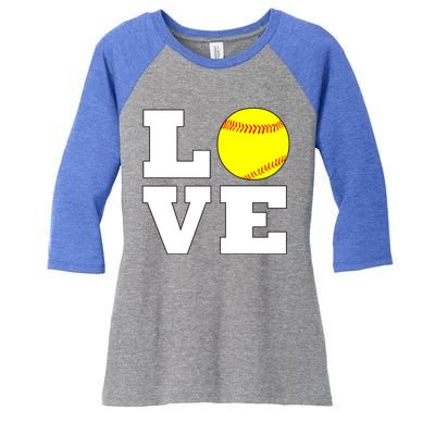 Softball Love Fastpitch Softball Player Gift Women's Tri-Blend 3/4-Sleeve Raglan Shirt