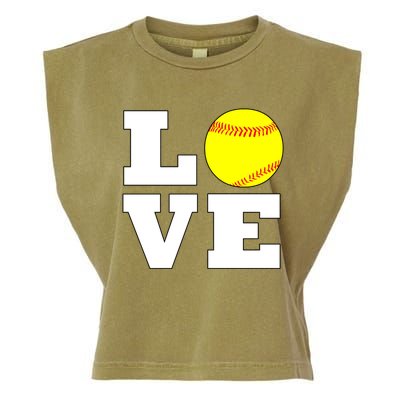 Softball Love Fastpitch Softball Player Gift Garment-Dyed Women's Muscle Tee