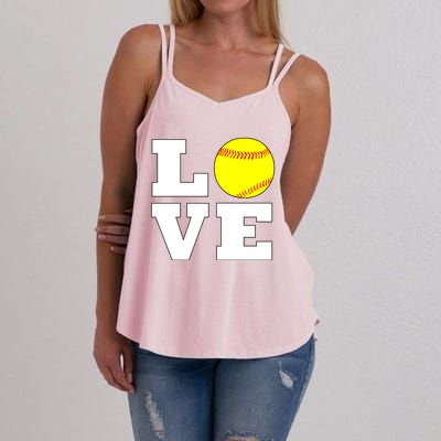 Softball Love Fastpitch Softball Player Gift Women's Strappy Tank