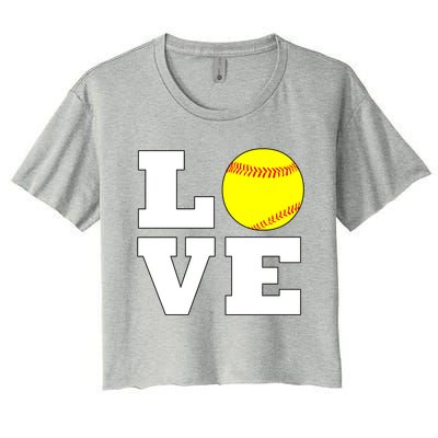 Softball Love Fastpitch Softball Player Gift Women's Crop Top Tee