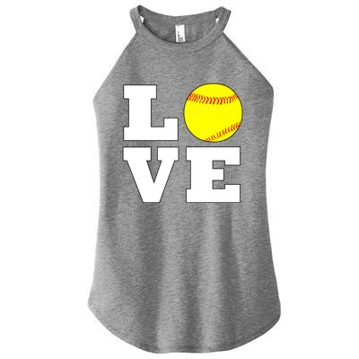 Softball Love Fastpitch Softball Player Gift Women's Perfect Tri Rocker Tank