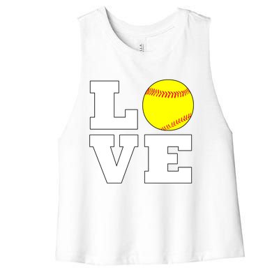 Softball Love Fastpitch Softball Player Gift Women's Racerback Cropped Tank