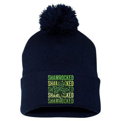 Shamrocked Lucky Flower Pom Pom 12in Knit Beanie