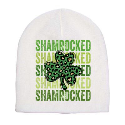 Shamrocked Lucky Flower Short Acrylic Beanie