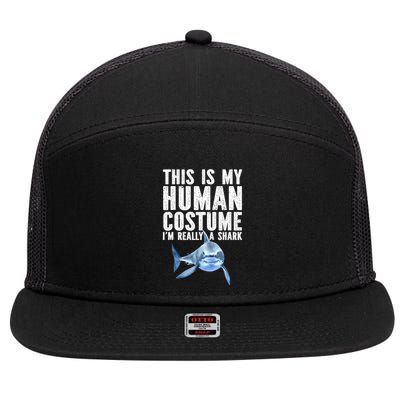 Shark Lover Funny Shark Sea Animals Shark 7 Panel Mesh Trucker Snapback Hat