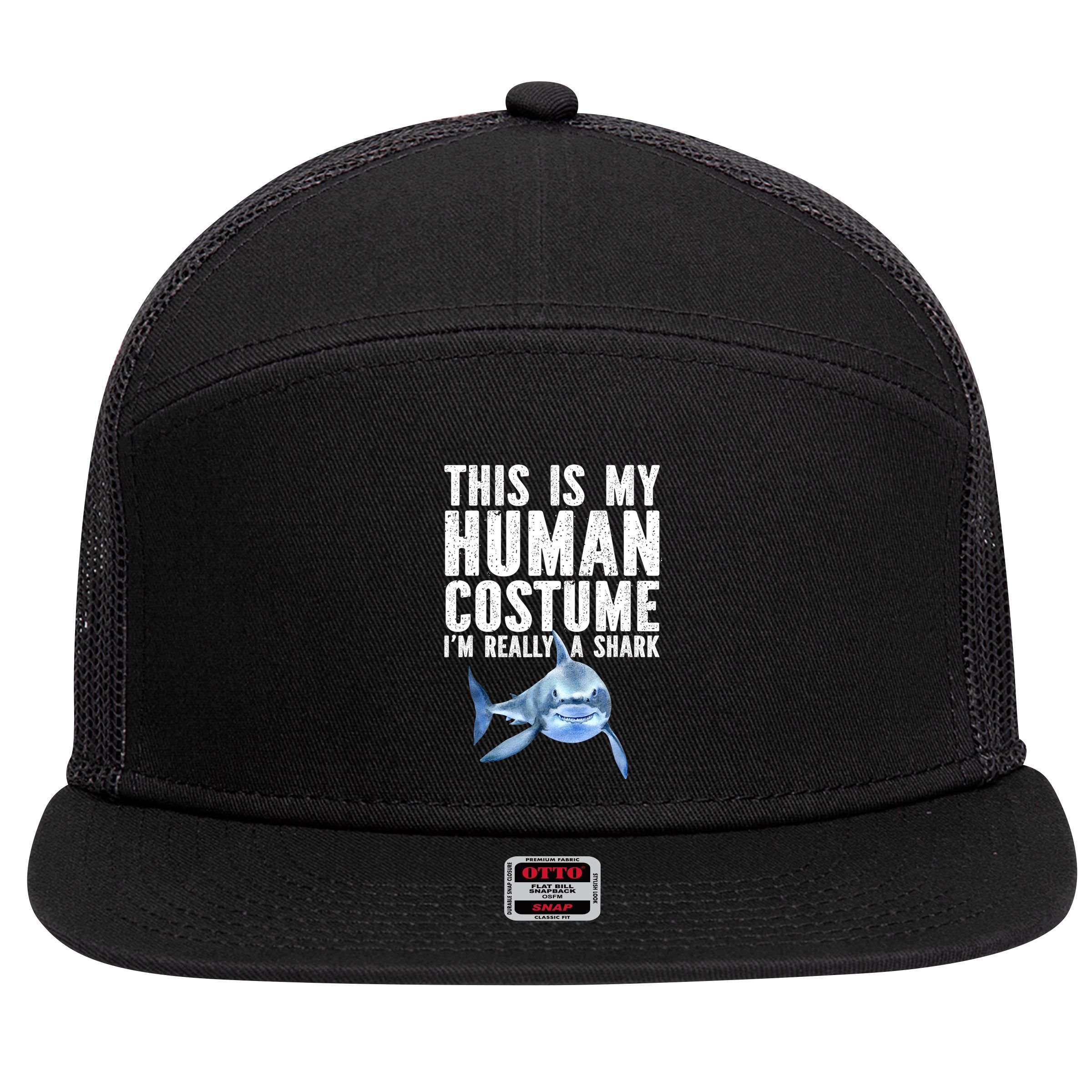 Shark Lover Funny Shark Sea Animals Shark 7 Panel Mesh Trucker Snapback Hat