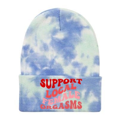 Support Local Female Orgasms Groovy Tie Dye 12in Knit Beanie