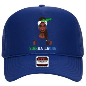 Sierra Leonean Flag Souvenirs Products Woman Sierra Leone High Crown Mesh Back Trucker Hat