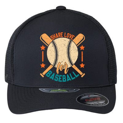 Share Love For Baseball Gift For Baseball Fan Flexfit Unipanel Trucker Cap