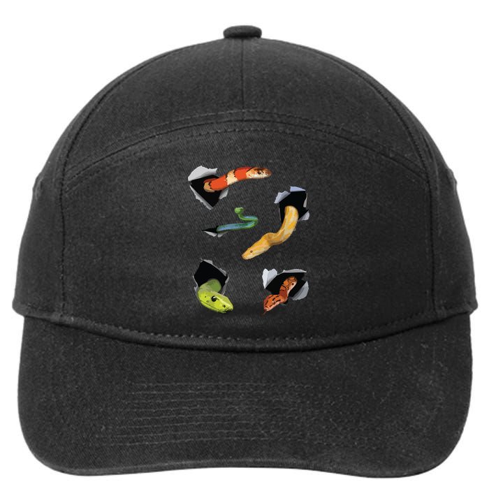 Snake Lover Funny Snake Reptile Lover Funny Snake 7-Panel Snapback Hat