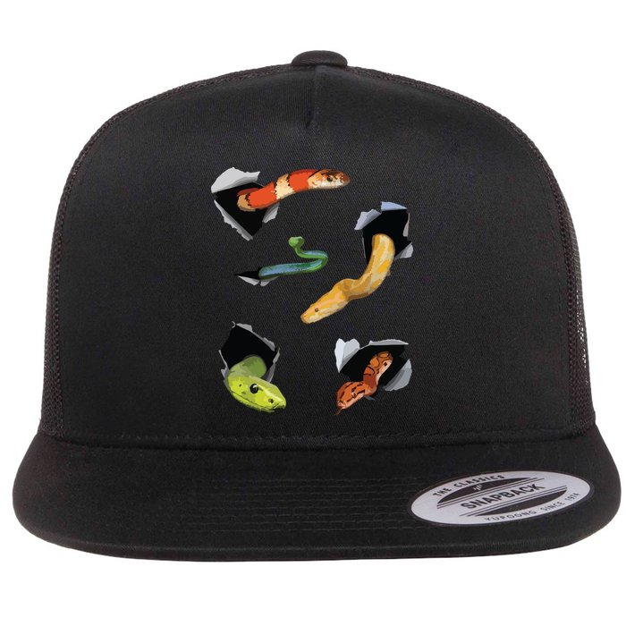 Snake Lover Funny Snake Reptile Lover Funny Snake Flat Bill Trucker Hat