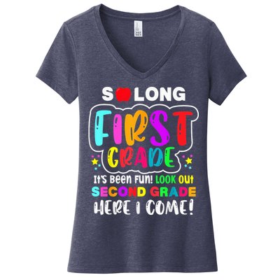So Long First Grade Hello Second Grade Here I Come 2nd Grade Women's V-Neck T-Shirt