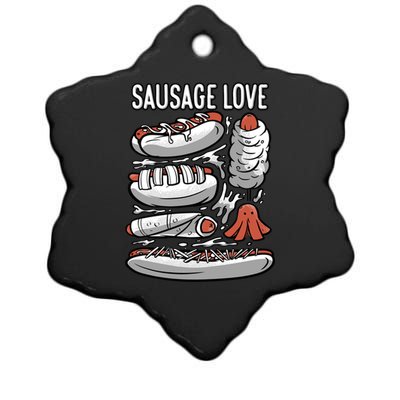 Sausage Love Fat Meaty Sausage Gift Ceramic Star Ornament