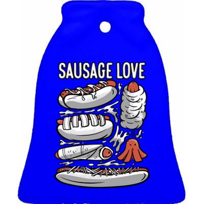 Sausage Love Fat Meaty Sausage Gift Ceramic Bell Ornament