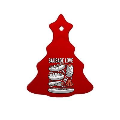 Sausage Love Fat Meaty Sausage Gift Ceramic Tree Ornament