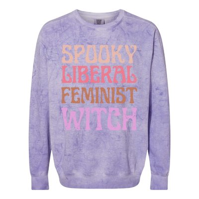 Spooky Liberal Feminist Witch Retro Distressed Meaningful Gift Colorblast Crewneck Sweatshirt