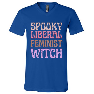 Spooky Liberal Feminist Witch Retro Distressed Meaningful Gift V-Neck T-Shirt