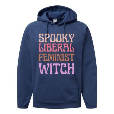 Spooky Liberal Feminist Witch Retro Distressed Meaningful Gift Performance Fleece Hoodie