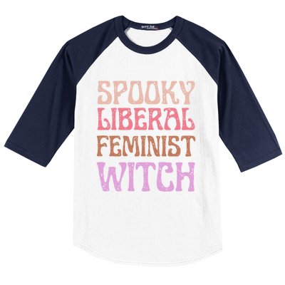 Spooky Liberal Feminist Witch Retro Distressed Meaningful Gift Baseball Sleeve Shirt