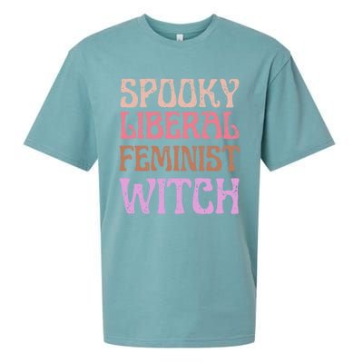 Spooky Liberal Feminist Witch Retro Distressed Meaningful Gift Sueded Cloud Jersey T-Shirt