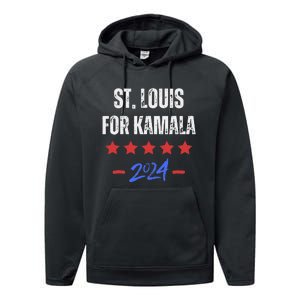 St. Louis For Kamala 2024 Dnc Kamala Harris Supporter Performance Fleece Hoodie