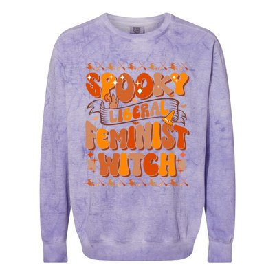 Spooky Liberal Feminist Witch Gift Colorblast Crewneck Sweatshirt