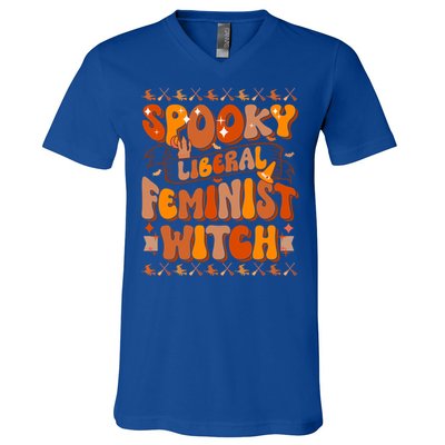 Spooky Liberal Feminist Witch Gift V-Neck T-Shirt