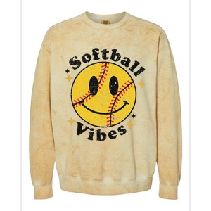 Softball Lover Fan Smiling Face Costume Happy Cute Smile Colorblast Crewneck Sweatshirt