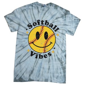 Softball Lover Fan Smiling Face Costume Happy Cute Smile Tie-Dye T-Shirt