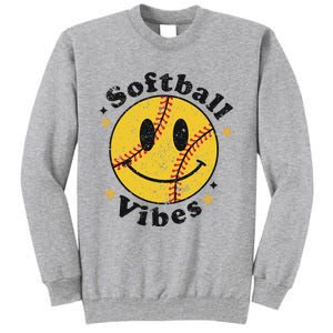 Softball Lover Fan Smiling Face Costume Happy Cute Smile Tall Sweatshirt