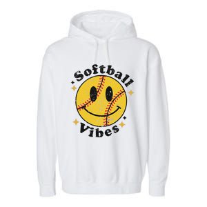 Softball Lover Fan Smiling Face Costume Happy Cute Smile Garment-Dyed Fleece Hoodie