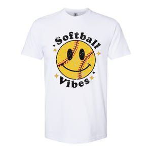 Softball Lover Fan Smiling Face Costume Happy Cute Smile Softstyle CVC T-Shirt