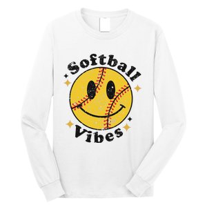 Softball Lover Fan Smiling Face Costume Happy Cute Smile Long Sleeve Shirt