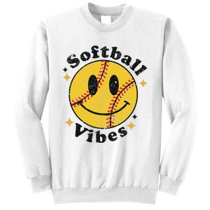 Softball Lover Fan Smiling Face Costume Happy Cute Smile Sweatshirt