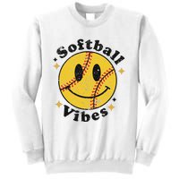 Softball Lover Fan Smiling Face Costume Happy Cute Smile Sweatshirt