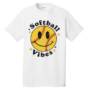 Softball Lover Fan Smiling Face Costume Happy Cute Smile Tall T-Shirt