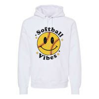 Softball Lover Fan Smiling Face Costume Happy Cute Smile Premium Hoodie