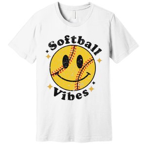 Softball Lover Fan Smiling Face Costume Happy Cute Smile Premium T-Shirt