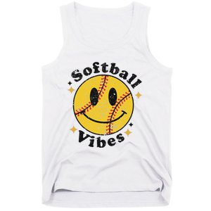 Softball Lover Fan Smiling Face Costume Happy Cute Smile Tank Top