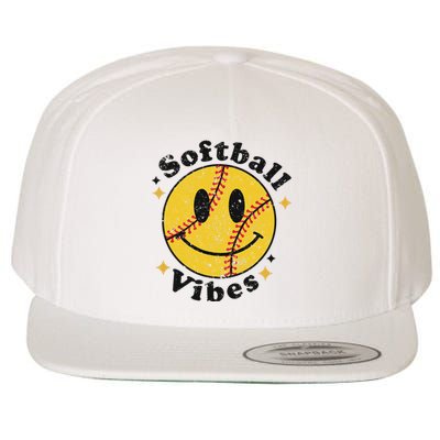 Softball Lover Fan Smiling Face Costume Happy Cute Smile Wool Snapback Cap