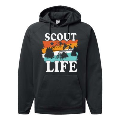 Scout Life Funny Scouting Lovers Camping Scout Vintage Performance Fleece Hoodie