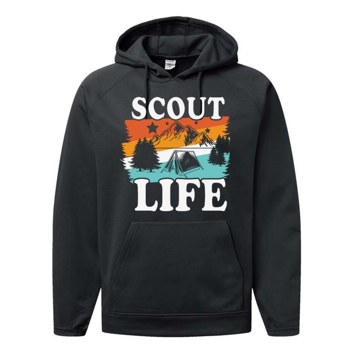 Scout Life Funny Scouting Lovers Camping Scout Vintage Performance Fleece Hoodie