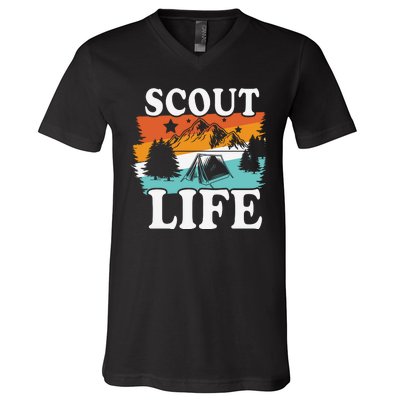 Scout Life Funny Scouting Lovers Camping Scout Vintage V-Neck T-Shirt