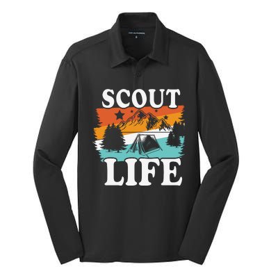 Scout Life Funny Scouting Lovers Camping Scout Vintage Silk Touch Performance Long Sleeve Polo