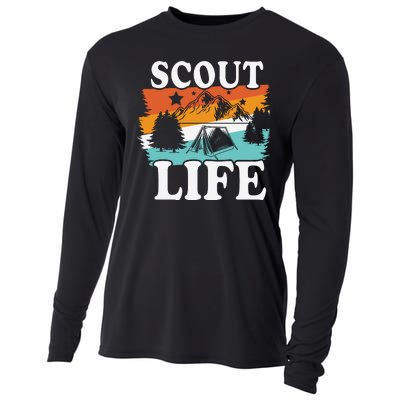 Scout Life Funny Scouting Lovers Camping Scout Vintage Cooling Performance Long Sleeve Crew