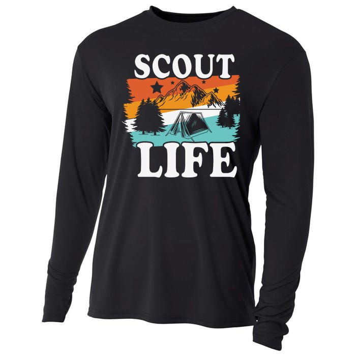 Scout Life Funny Scouting Lovers Camping Scout Vintage Cooling Performance Long Sleeve Crew